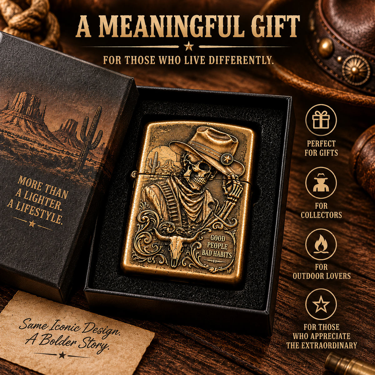 Skeleton Cowboy | Vintage Collector Lighter