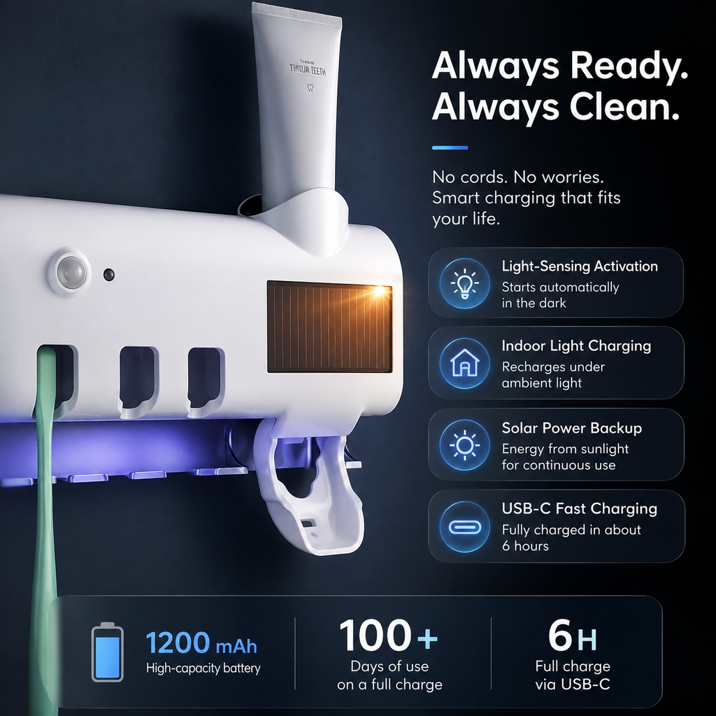 Smart UV-C Toothbrush Sanitizer with Automatic Sensor