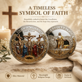 ✝️ Cross & Resurrection Memorial Coin – Alloy Relief Keepsake for Faith and Remembrance