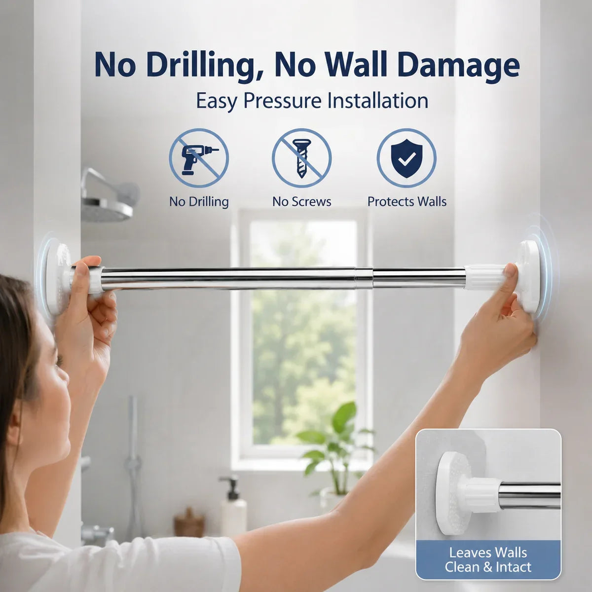 🏠 Drill-Free Adjustable Tension Rod – Expand Storage Without Wall Damage ✨