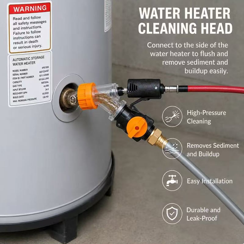 Universal Water Heater Cleaning Kit – Chemical-Free Sediment Remover with Rubber Gaskets