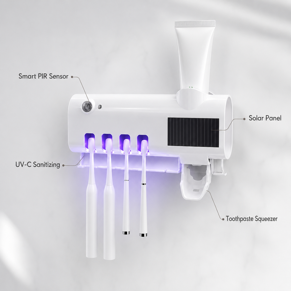Smart UV-C Toothbrush Sanitizer with Automatic Sensor