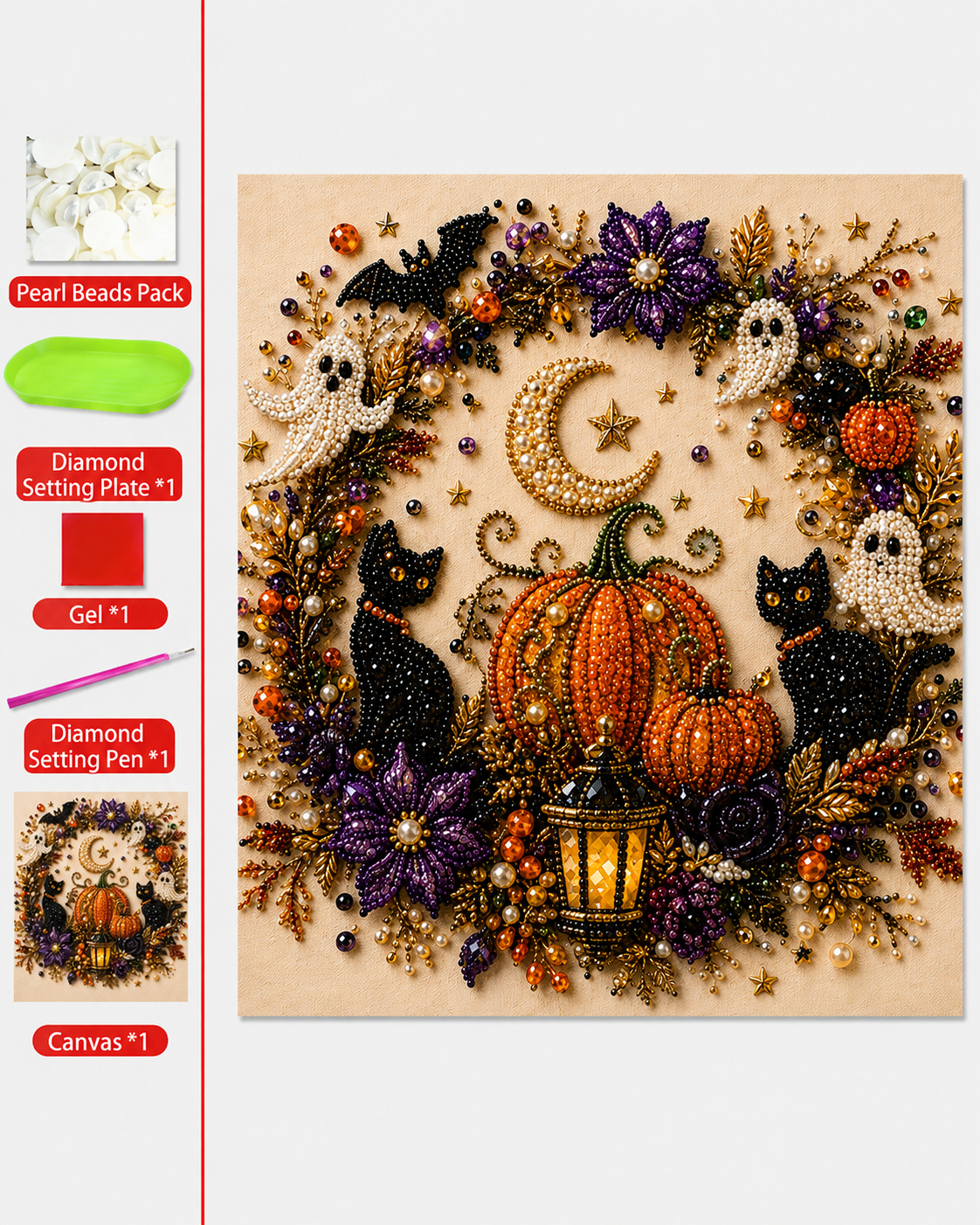💥 Last Day 50% OFF – 👻 Halloween Pearl Art DIY Kit – Turn Tiny Pearls into Spooky-Cute Magic✨