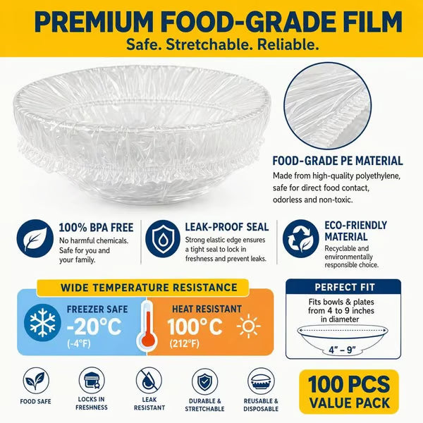 🔥LAST DAY SALE 49% OFF-Buy 1 Get 1 Free 100Pcs Medium Reusable Elastic Plastic Bowl Covers - Kitchen Bread Proofing