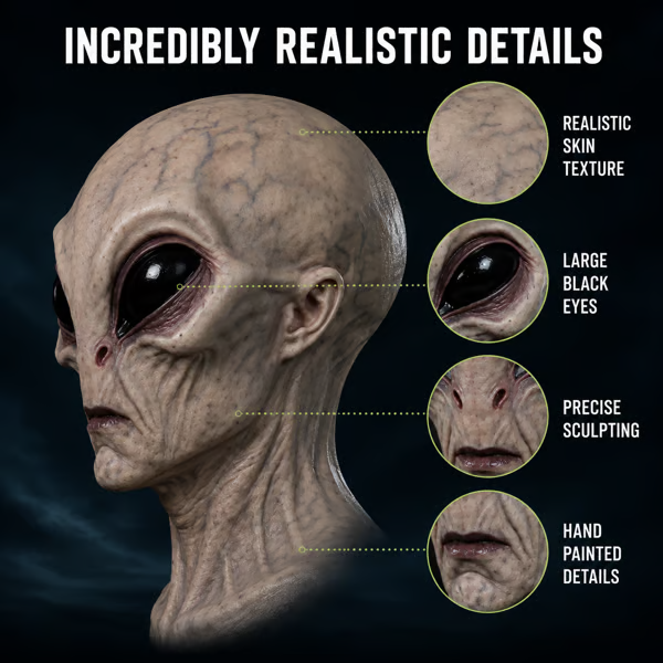 🔥Last Day 50% OFF -Ultra-Realistic Alien Silicone Mask – Adult Halloween Costume & Cosplay Prop