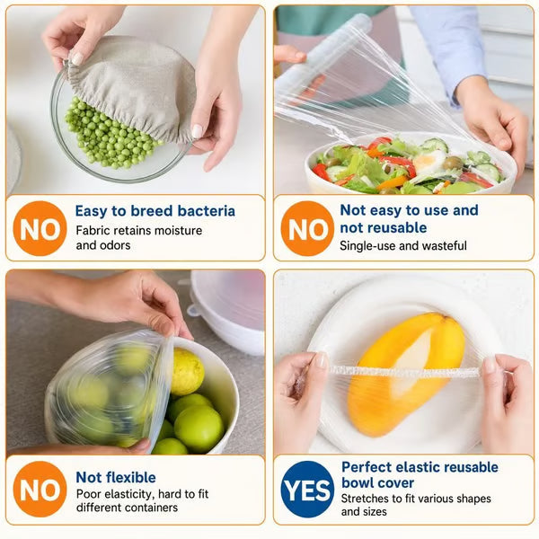 🔥LAST DAY SALE 49% OFF-Buy 1 Get 1 Free 100Pcs Medium Reusable Elastic Plastic Bowl Covers - Kitchen Bread Proofing