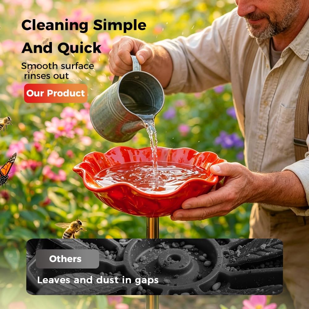 Wravion™ 🌟Last Day Promotion🎁Handmade Metal Flower Garden Stake Bird Bath