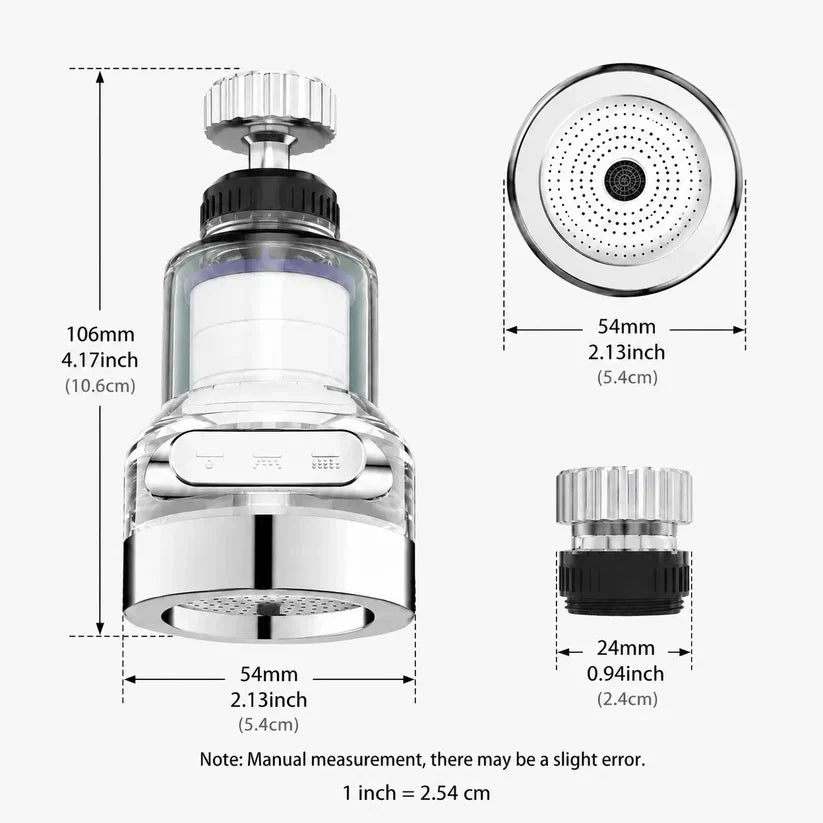 360° Rotating Faucet Filter Aerator – Splash-Free Water Saver with Multi-Layer Filtration & 6 Replacement Filters