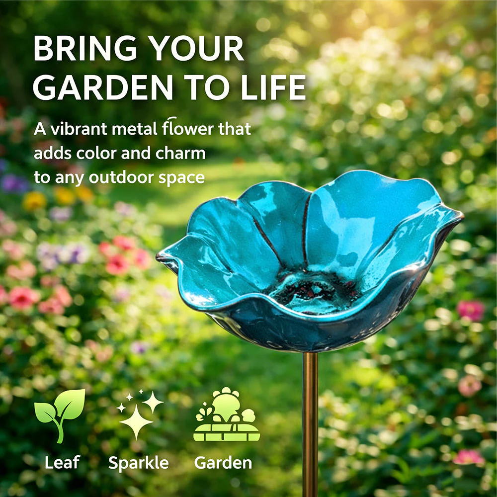 Wravion™ 🌟Last Day Promotion🎁Handmade Metal Flower Garden Stake Bird Bath