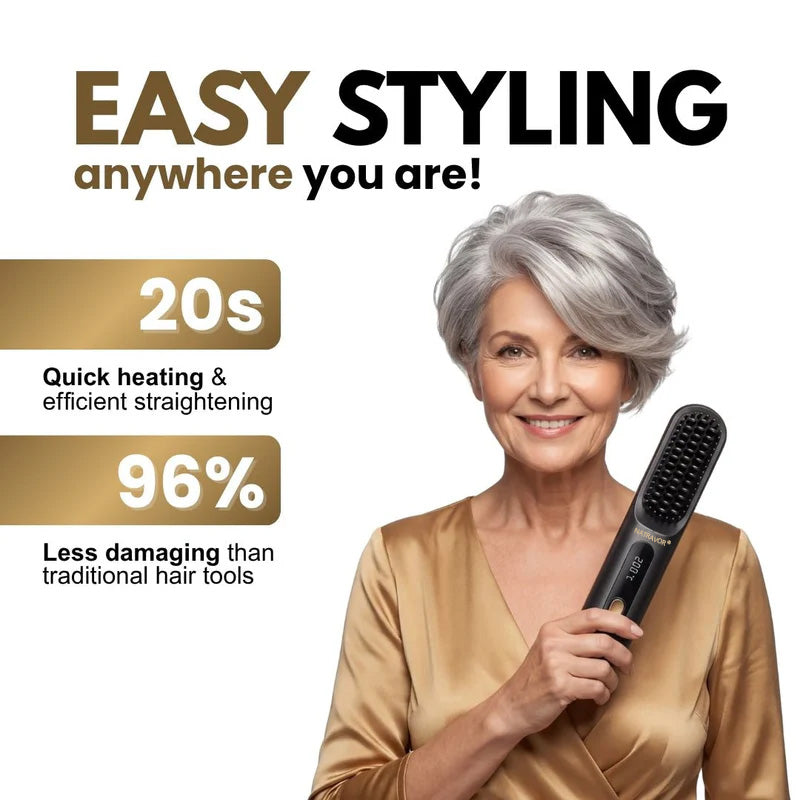 🏆 The Short Hair Specialist! The first smart styling comb designed specif 💖(Type-C charging design)
