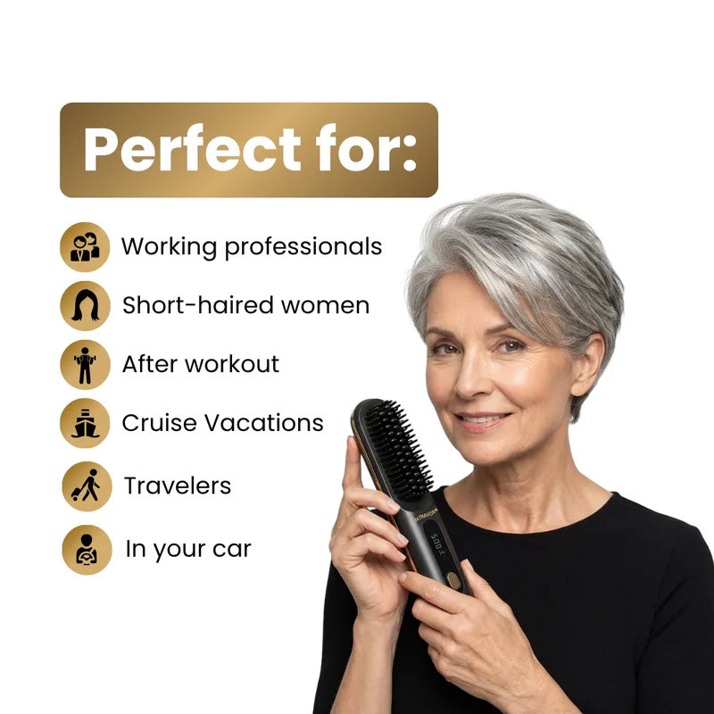🏆 The Short Hair Specialist! The first smart styling comb designed specif 💖(Type-C charging design)