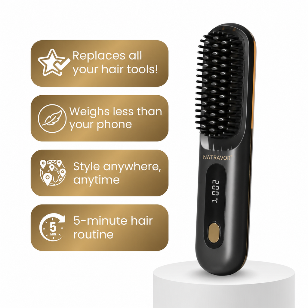 🏆 The Short Hair Specialist! The first smart styling comb designed specif 💖(Type-C charging design)