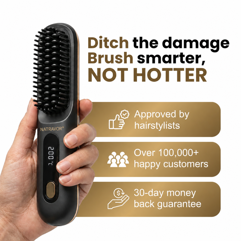 🏆 The Short Hair Specialist! The first smart styling comb designed specif 💖(Type-C charging design)