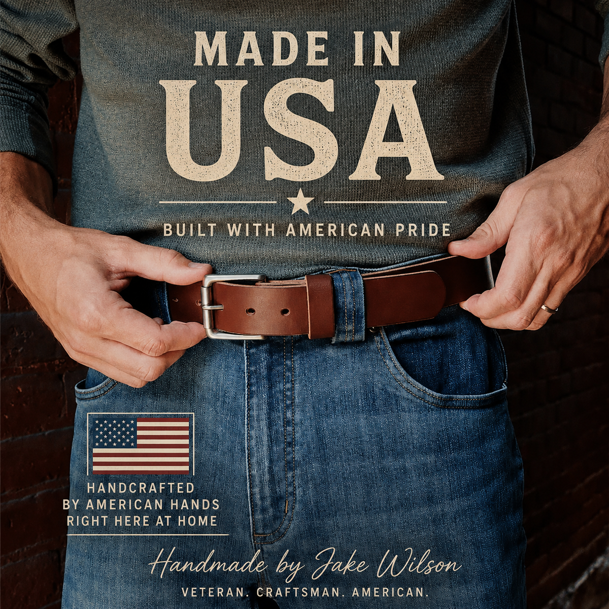 🔥100% Handmade Full-grain Buffalo Leather Belt (Daniel Brooks 𝐇𝐚𝐧𝐝𝐦𝐚𝐝𝐞®) - BUY 2 FREE SHIPPING
