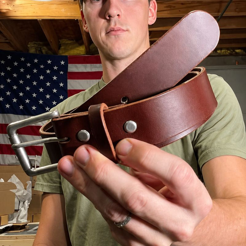 🔥100% Handmade Full-grain Buffalo Leather Belt (Daniel Brooks 𝐇𝐚𝐧𝐝𝐦𝐚𝐝𝐞®) - BUY 2 FREE SHIPPING