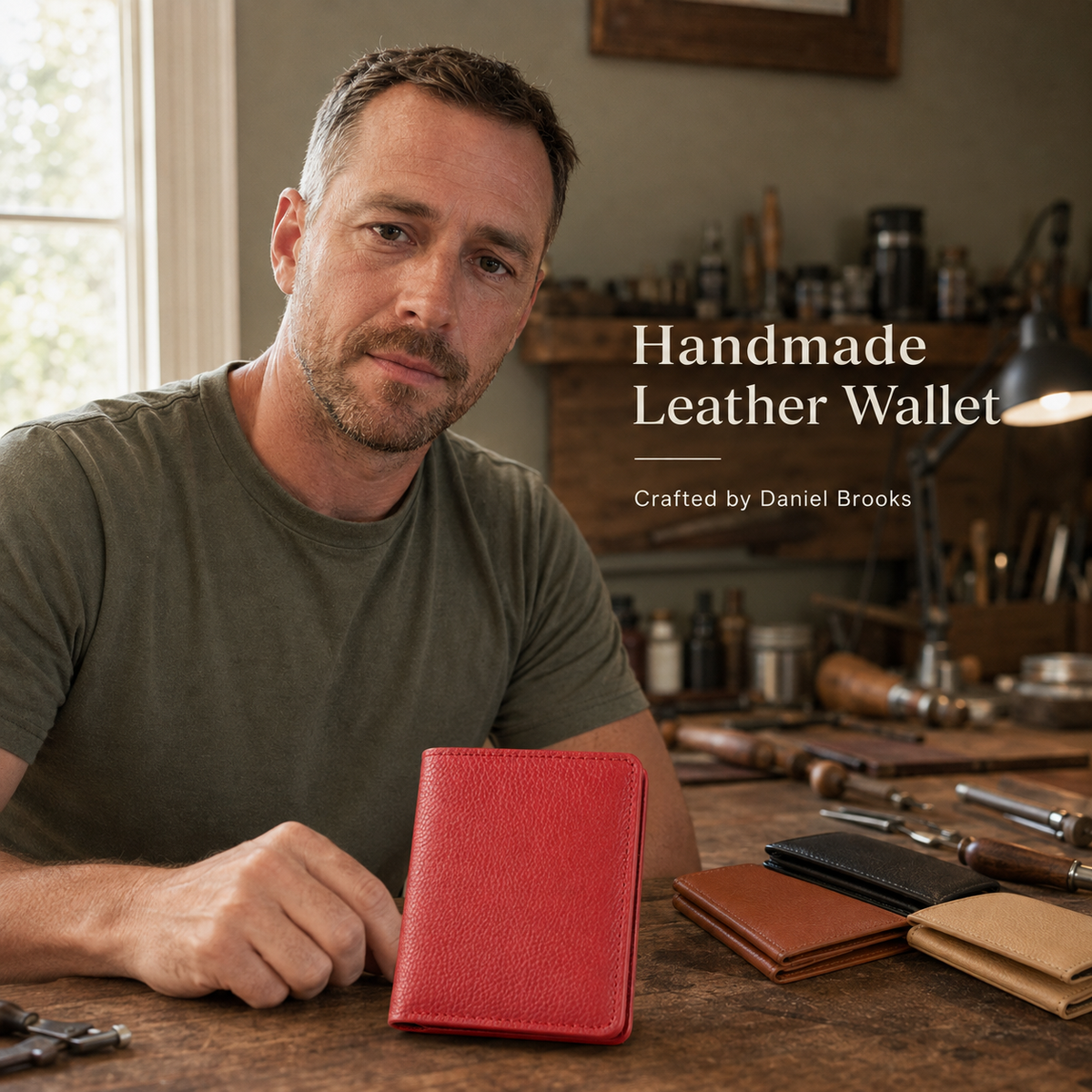 🔥-100% Handmade Full-Grain Leather Wallet (Daniel Brooks 𝐇𝐚𝐧𝐝𝐦𝐚𝐝𝐞) - BUY 2 FREE SHIPPING
