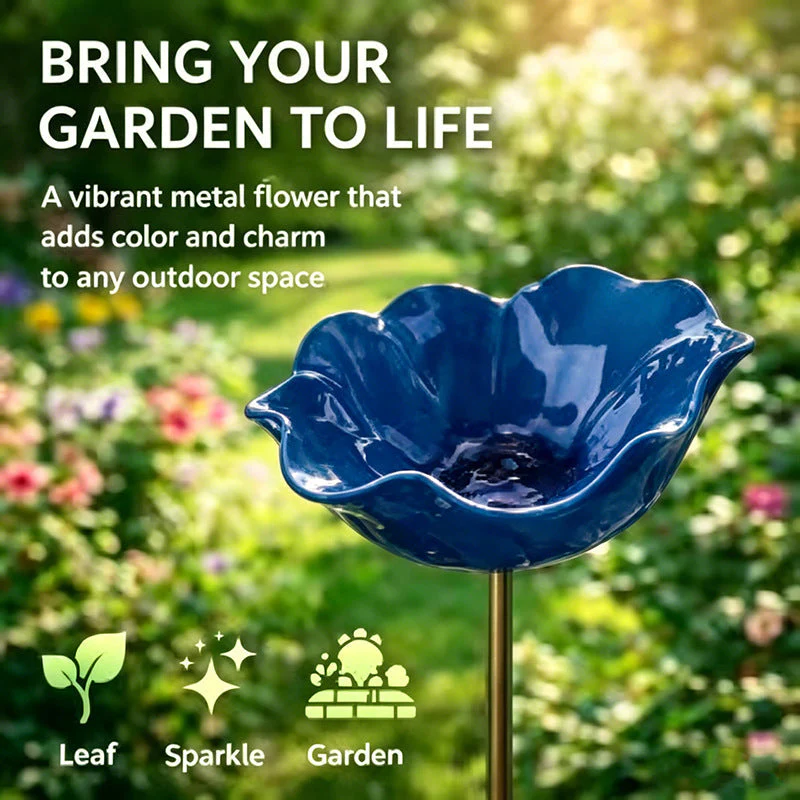 Wravion™ 🌟Last Day Promotion🎁Handmade Metal Flower Garden Stake Bird Bath