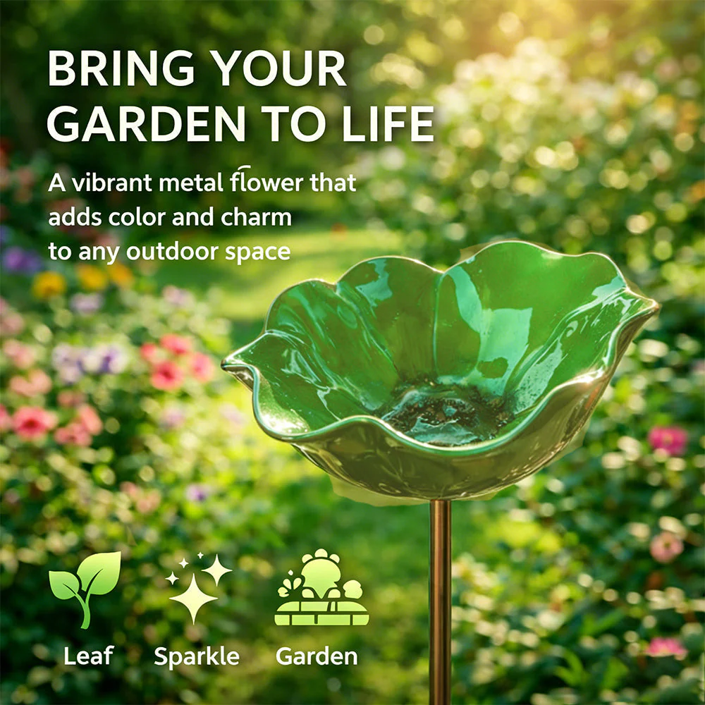 Wravion™ 🌟Last Day Promotion🎁Handmade Metal Flower Garden Stake Bird Bath