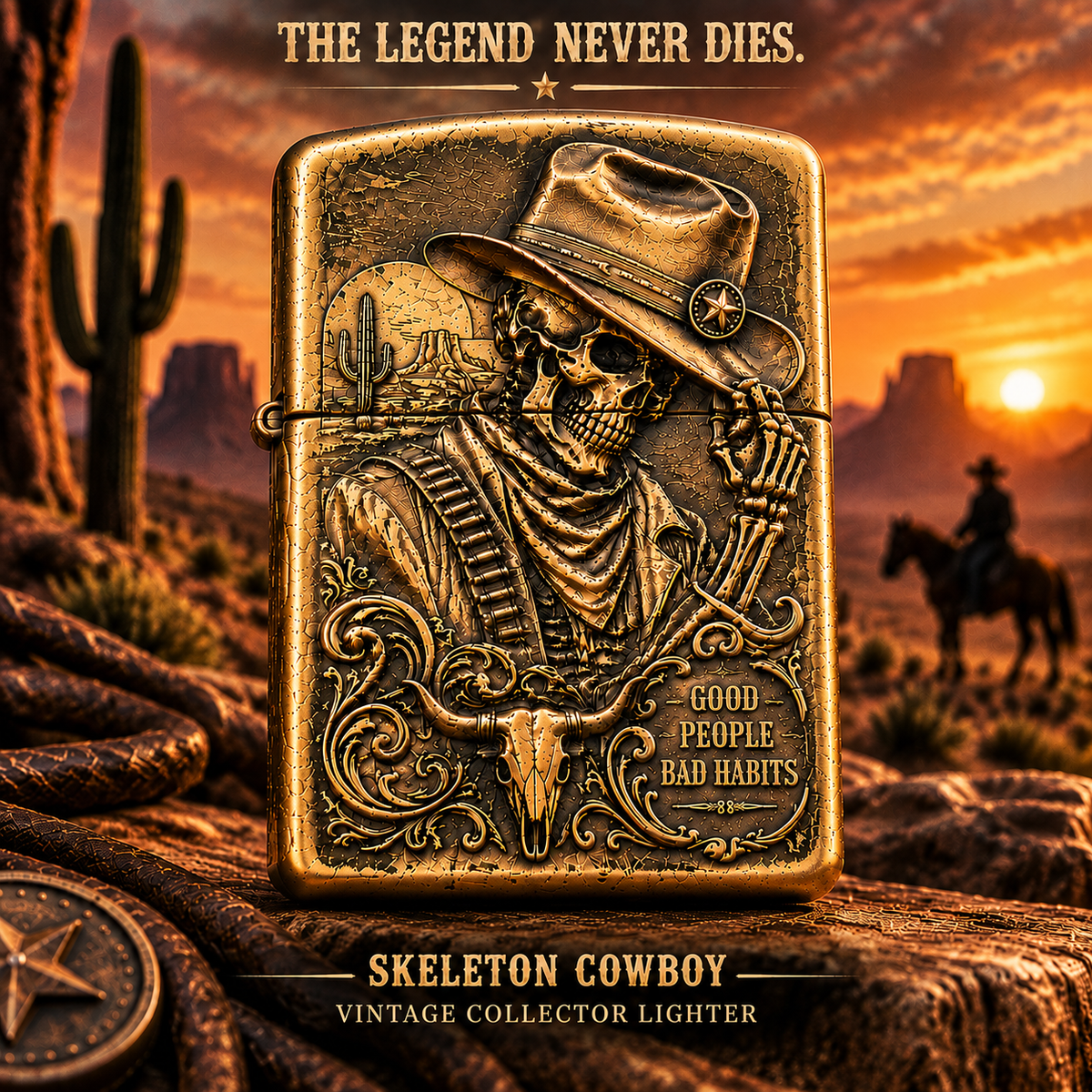 Skeleton Cowboy | Vintage Collector Lighter