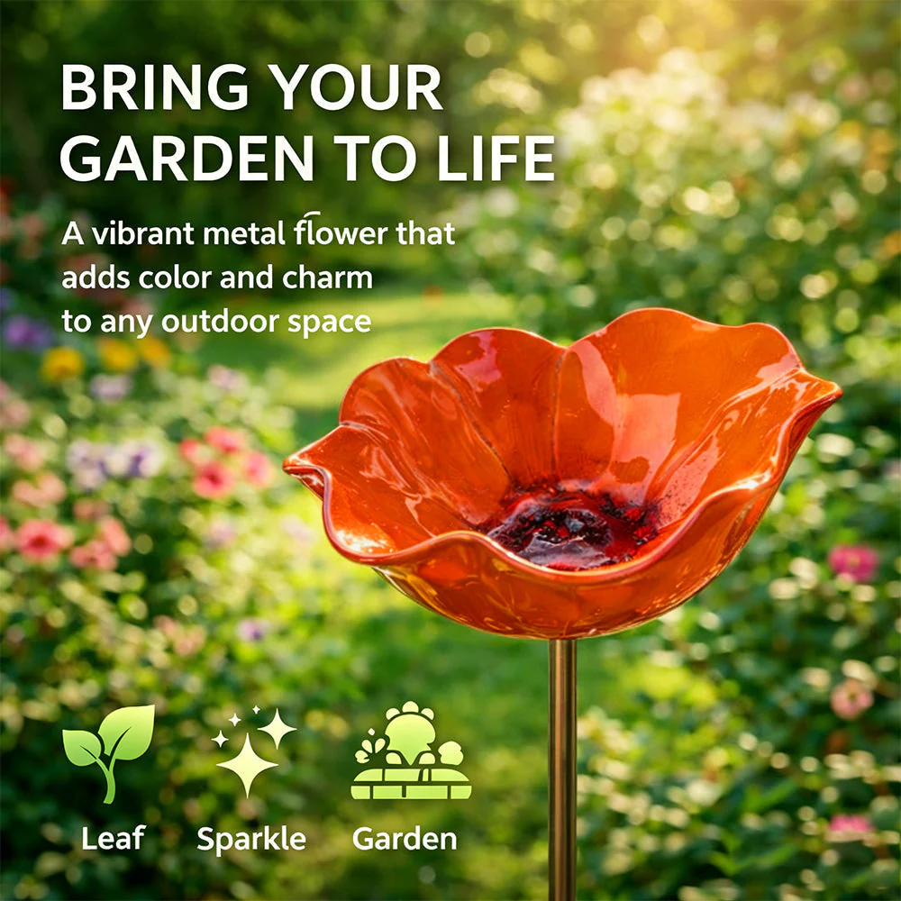 Wravion™ 🌟Last Day Promotion🎁Handmade Metal Flower Garden Stake Bird Bath
