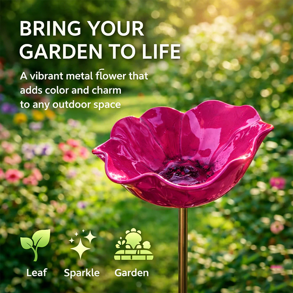 Wravion™ 🌟Last Day Promotion🎁Handmade Metal Flower Garden Stake Bird Bath