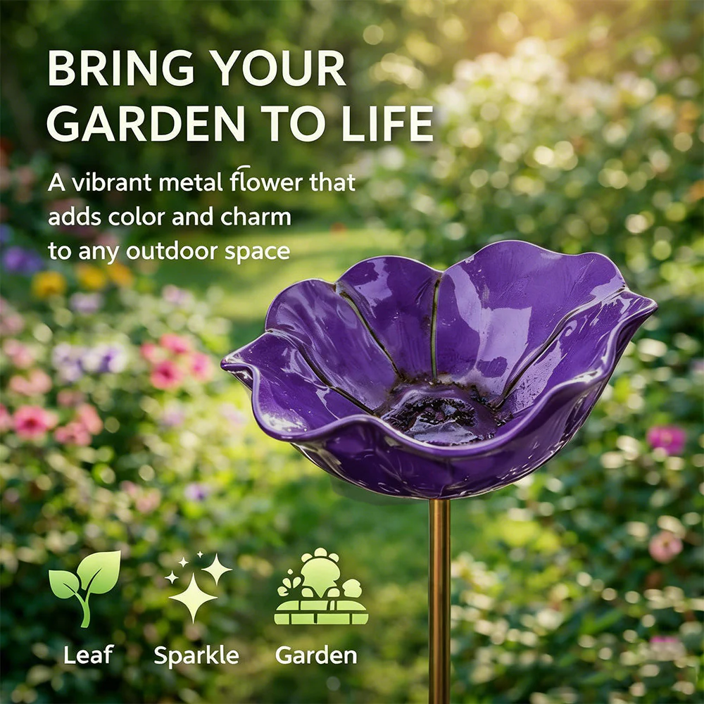 Wravion™ 🌟Last Day Promotion🎁Handmade Metal Flower Garden Stake Bird Bath