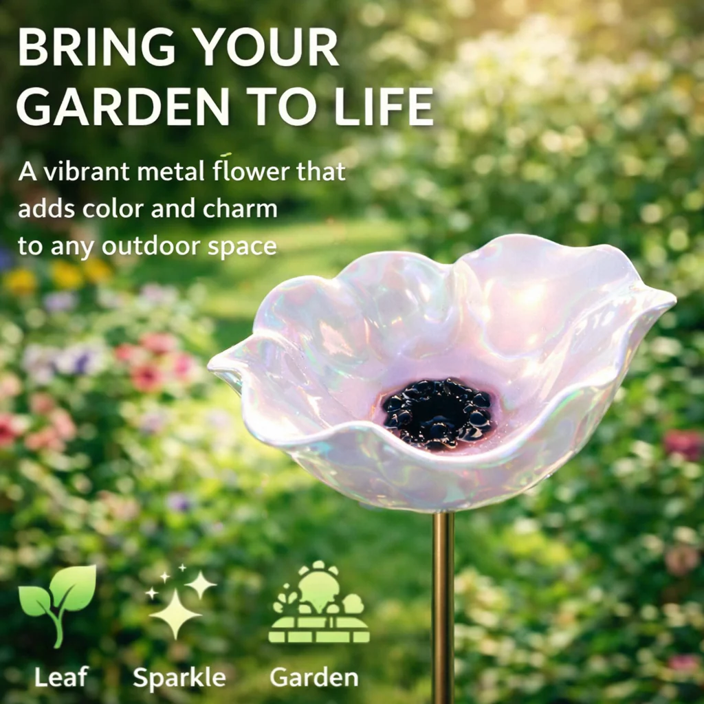 Wravion™ 🌟Last Day Promotion🎁Handmade Metal Flower Garden Stake Bird Bath