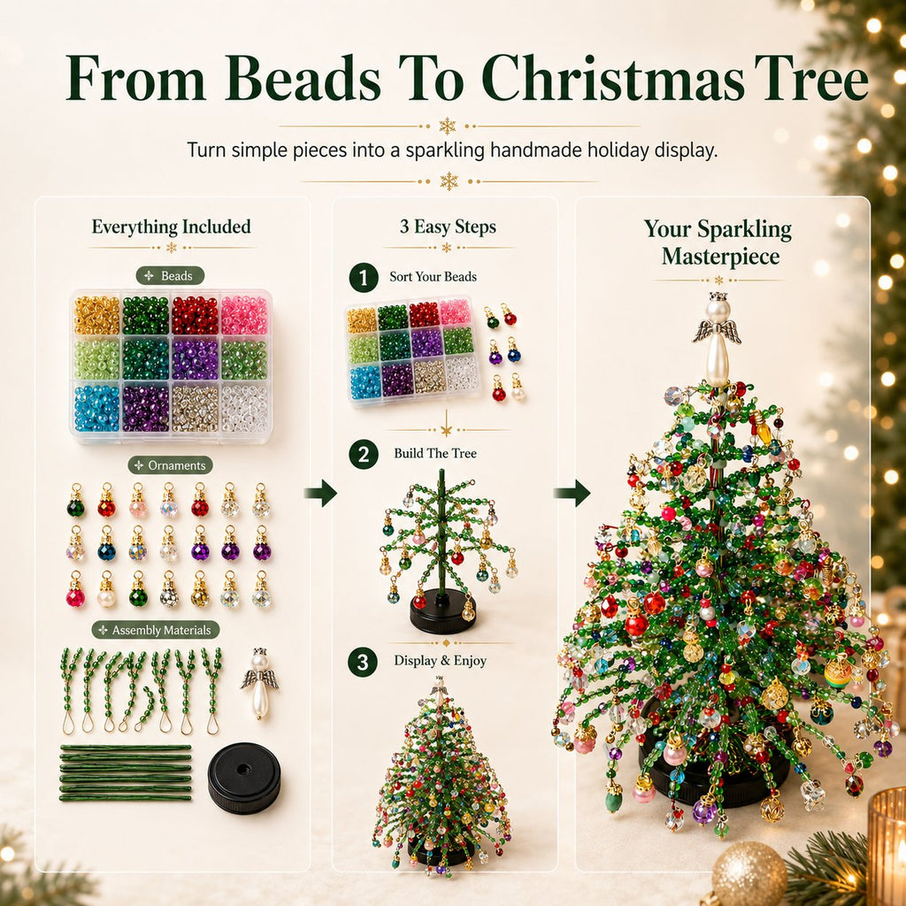 🎄✨ DIY Beaded Christmas Tree Kit – 🎅Create Your Own Sparkling Holiday Decoration