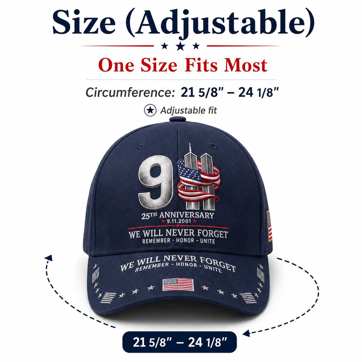 🔥LAST DAY 50% OFF - 9/11 25th Anniversary We Will Never Forget Embroidered Memorial Baseball Cap