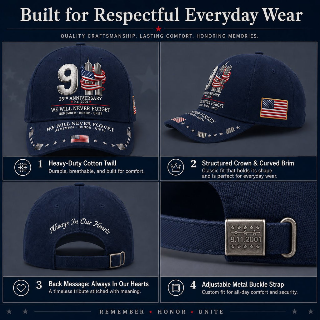 🔥LAST DAY 50% OFF - 9/11 25th Anniversary We Will Never Forget Embroidered Memorial Baseball Cap