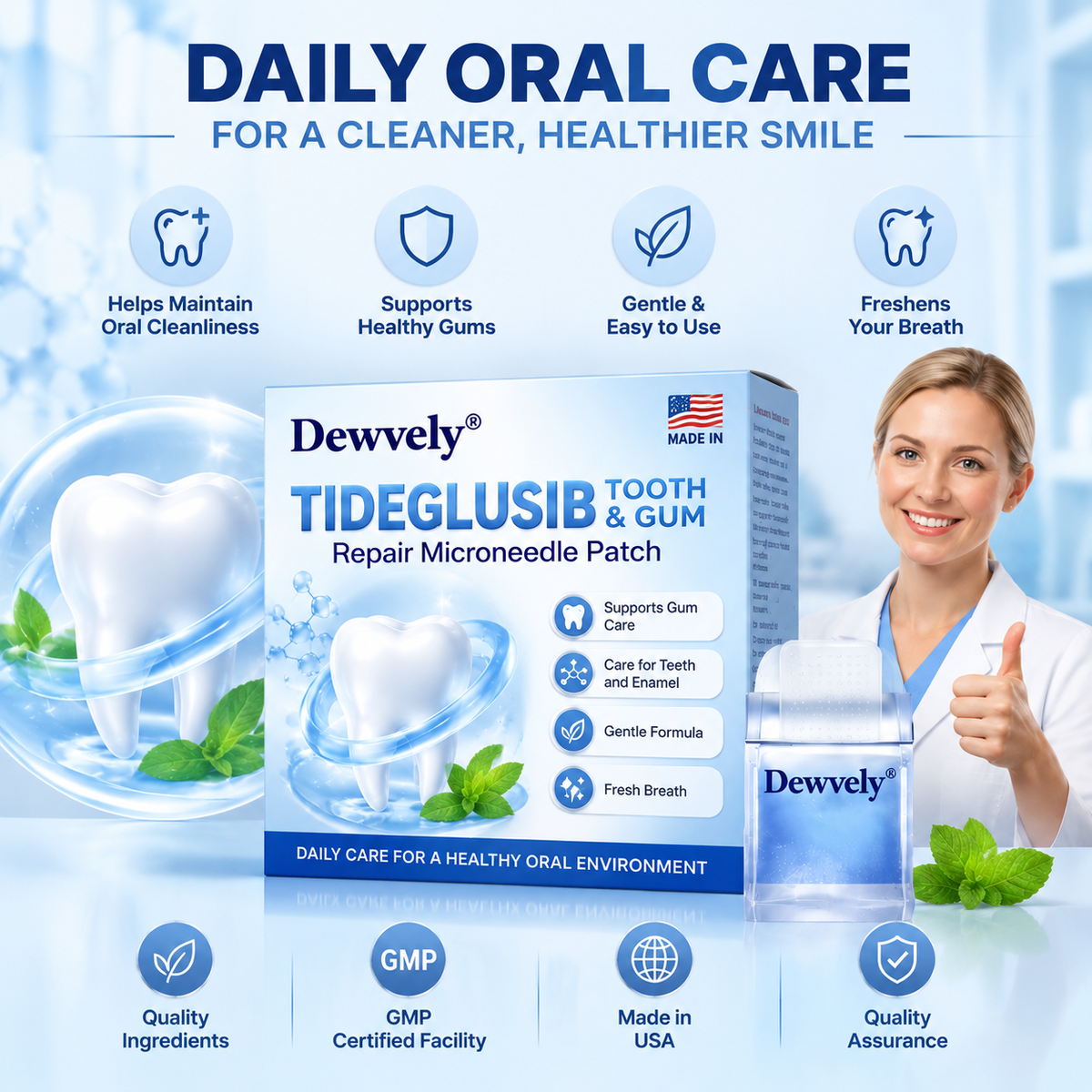 Dewvely® Tideglusib Oral Strips – Daily Tooth & Gum Care Formula