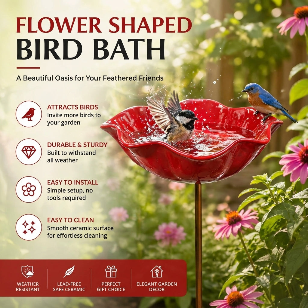 Wravion™ 🌟Last Day Promotion🎁Handmade Metal Flower Garden Stake Bird Bath