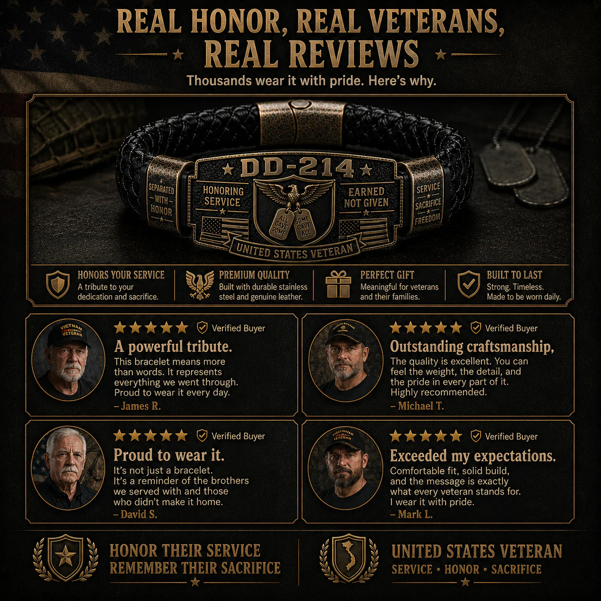 🎖️DD-214 Veteran Honor Bracelet - Handmade By VETERAN