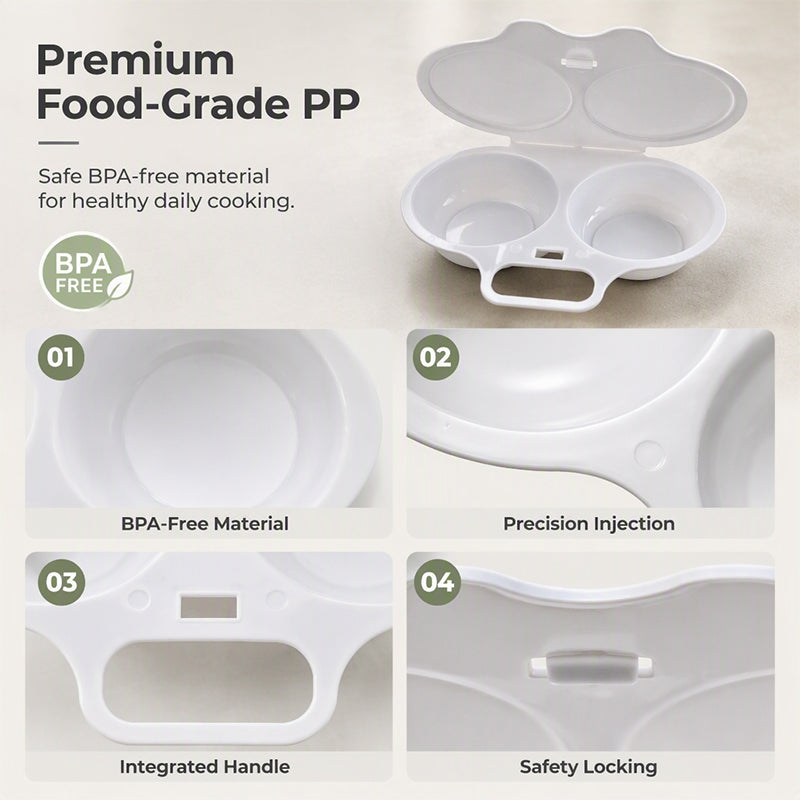 🔥2-Cavity Microwave Egg Poacher – Quick Oil-Free Egg Cooker for Easy Breakfasts