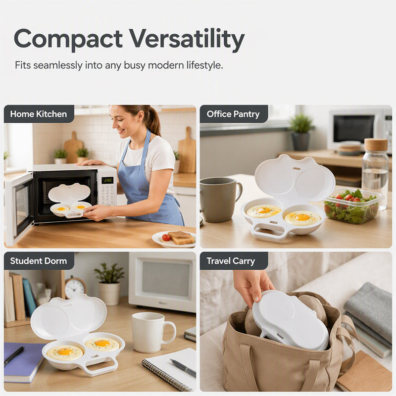 🔥2-Cavity Microwave Egg Poacher – Quick Oil-Free Egg Cooker for Easy Breakfasts